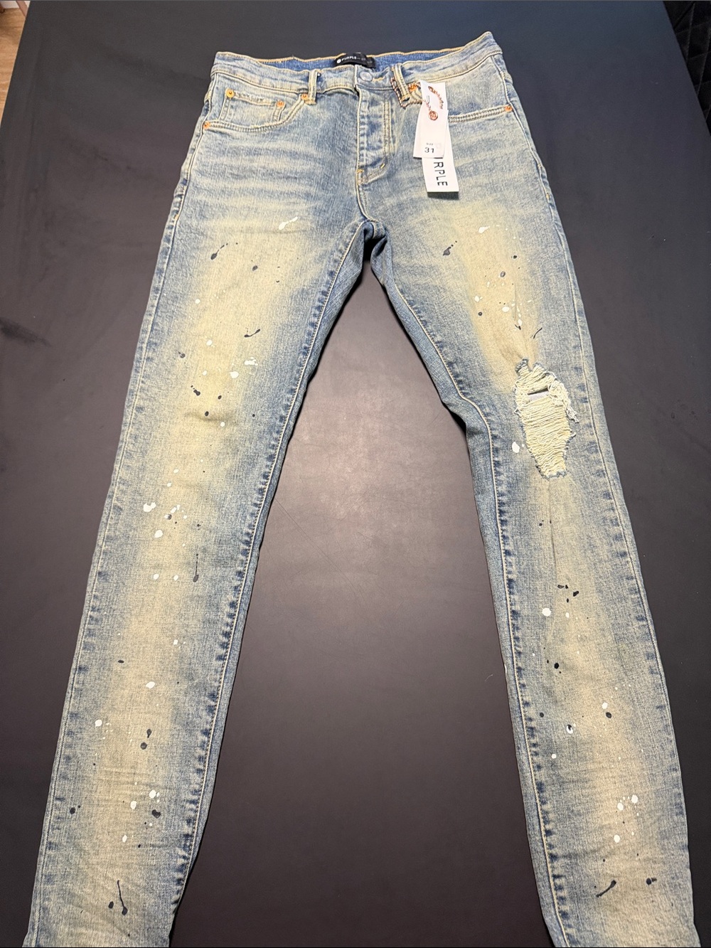 Purple Brand Men's Light Blue Distressed Slim Jeans